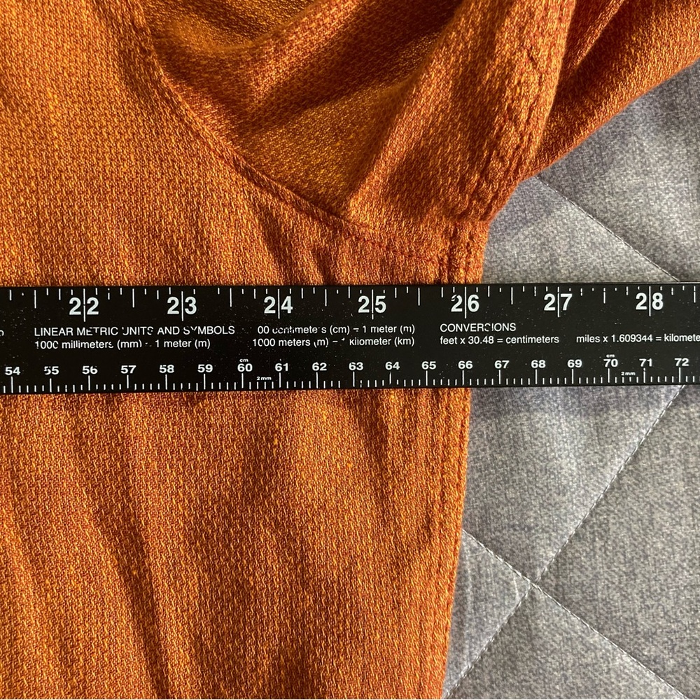 32 Bar Blues Long Sleeve Button Up Shirt Mens XL Orange Cotton Linen Blend - Picture 7 of 11